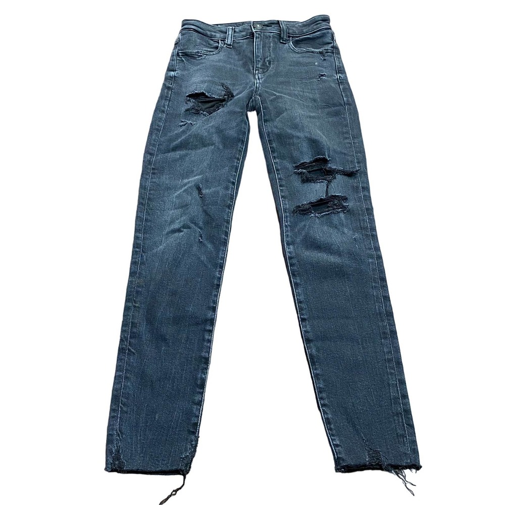 American Eagle Ripped Black Jeans 0 Short
